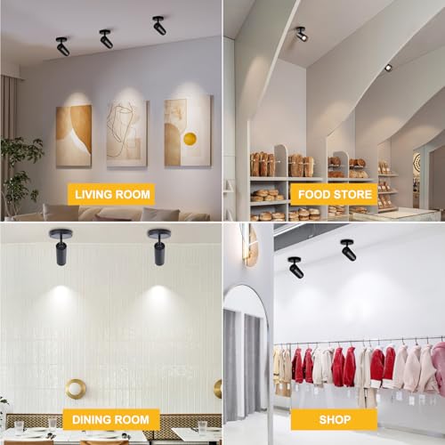 Image of 2Pack Zoomable Ceiling Spot Lights Indoor 5 Color Adjustable 20W Ceiling Spotlight Fixture Led Flush Mount Directional Black Dimmable Led Spotlight Fixture for Home Wall Art Pictures