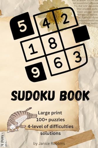 SUDOKU BOOK: Large print 100+ puzzles 4-level of difficulties solutions