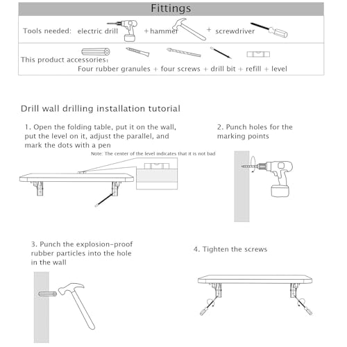 Mesa Plegable Pared Cocina, Escritorio De Ordenador Flotante Mesa De Comedor Plegable para Pared Lavadero Bar Oficina En Casa,Blanca,120X50cm - imagen 6