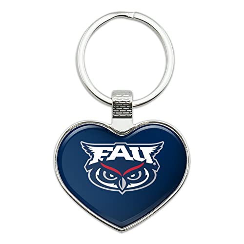 Florida Atlantic University Primary Keychain Heart Love Metal Key Chain Ring