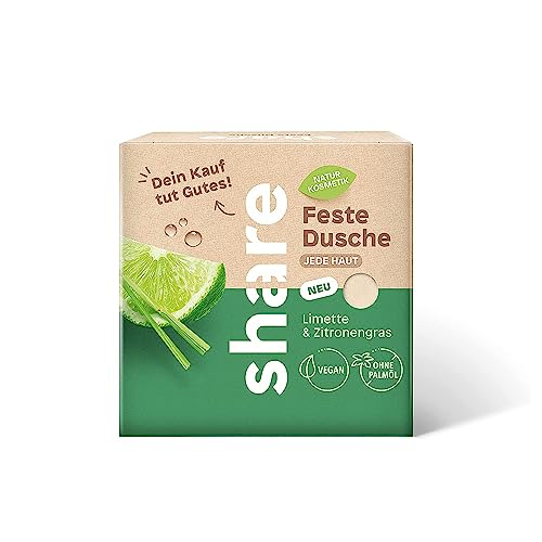 share feste Dusche Limette & Zitronengras, vegan, ohne Palmöl & Mikroplastik, 60 g