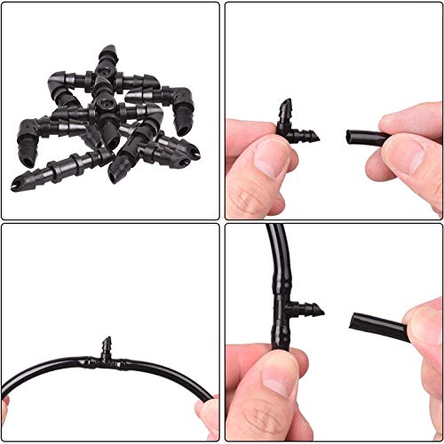 Jayee AUNEOS 50 Pack Drip Irrigation 1/4 Inch Barbed Tee Fittings thumb #1
