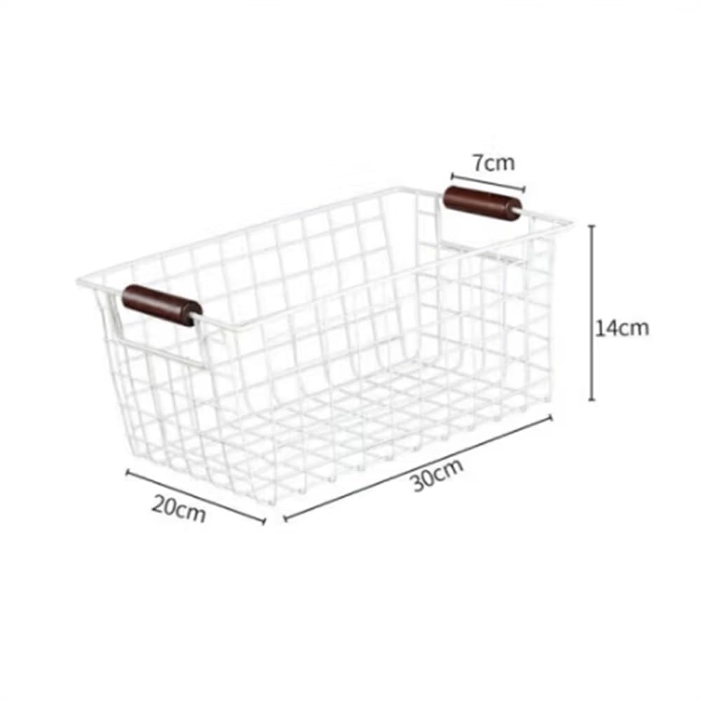 Cestini Portaoggetti Per La Casa Cestino portaoggetti in ferro Cestino portaoggetti for cucina da bagno Cestino portaoggetti da scrivania(White,20x30x14cm)