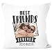 SpecialMe® Fotokissen Kissen-Bezug mit Foto und Namen Bedrucken Lassen Geschenk für Beste Freundin Freundschaftsgeschenke weiß Unisize