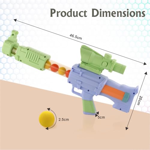 Image of Aditi Toys Space Explorer Pneumatic Gun Include 12 Orange & 12 Yellow Soft Foam Ball, for Indoor Outdoor Use Safe for Boys Girls, Above 5+ Age, BIS Approved. (Green)