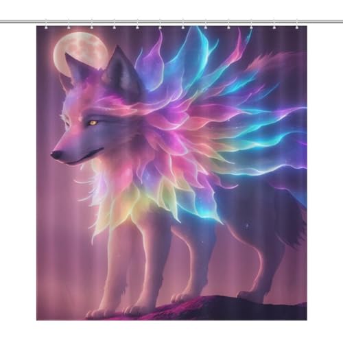 Rideau de douche loup lavable et imperméable en polyester anti-éclaboussures