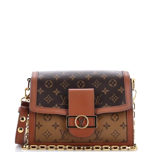 Pre-Loved Dauphine Shoulder Bag Reverse Monogram Canvas MM, Brown