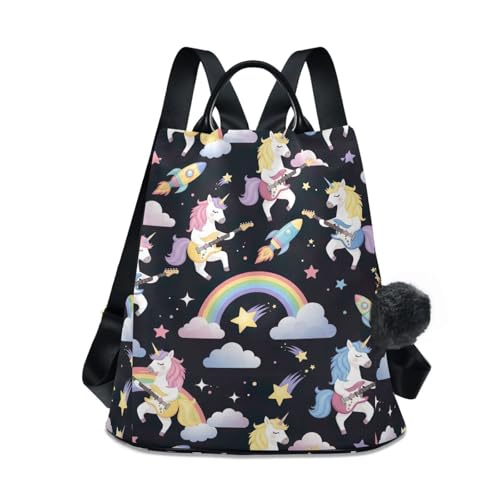 Sac à dos femme imprimé licornes multi-poches anti-vol décontracté