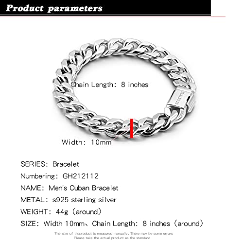 H&Beautimer Fashion 925 Sterling Silver Classic Cuban Chain Bracelet 10mm-7 "8" 9 "10" Curb Cuban Bracelet Solid Thick Large Link Bracelet For Men Jewelry Gift3