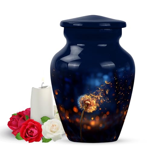 YATSKIA Glowing Dandelion Small Urns for Human Ashes Keepsake, Memorial Burial Urns for Human Ash Adult Female, Cremation Urn for Ashes Adult Male, (Pack of 1, 3 Inch)