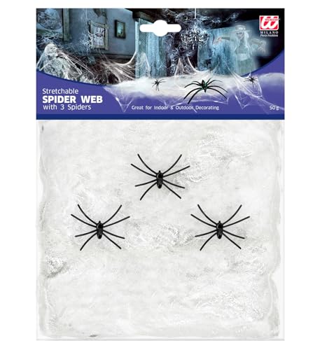 W WIDMANN MILANO Party Fashion - White Spider Web Spiders Table Decoration Horror Halloween Theme Party