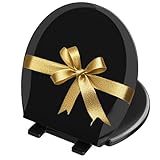 Aünsffer Quick Release Toilet Seat, 16.5inch Round Toilet Seat Soft Close No Slam, Easy Installation and Removal, Black, Plastic