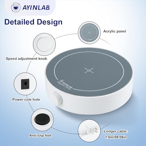 AyinLab Magnetic Stirrer, Fast Stir Plate with Speed Control, Lab Magnetic Mixer with 4pcs Magnetic Stir Bars, 1 Stir Bar Retriever for Making Yeast, Liquid Stirring, Max Volume 3000ml, Powerful Motor - Thumbnail 4