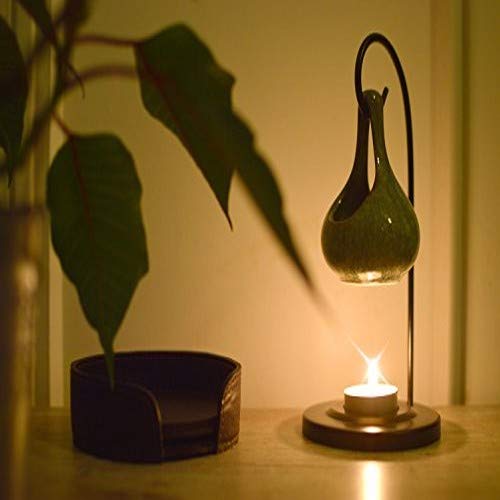 Furniture Creations Elegant Blue Porcelain Tear Drop Metal Stand Tea Light Oil Warmer #TOP4