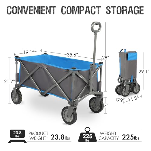 Portal Collapsible Wagon Cart, Heavy Duty Foldable Wagons Carts with Wheels, Folding Utility Wagon for Camping, Shopping, Garden, Sports, Beach by Portal - Image 2