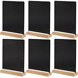 Set of 6 Mini Chalkboard Signs with Wood Base Stand for Table Decorations, Food Signs, Message...