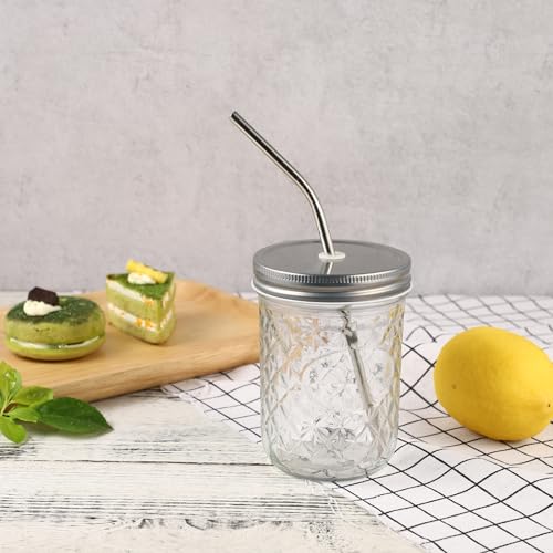 Tarro de vidrio con pajita de 500ml resistente al frío y calor 6