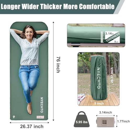 Ultra-Thick Self-Inflating Sleeping Pad with Electric Pump, 3.14" Memory Foam Camping Mattress for Car Travel and Tent Use - Image 6