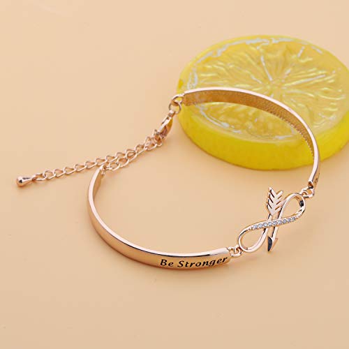 Bekech Inspirational Bracelets For Women Be Stronger Than The Storm Bracelet Crystal Infinity Anchor Charm Bar Bracelet Inspirational Jewelry For Strong Women Divorce Women Survivor (Rose Gold) #TOP4