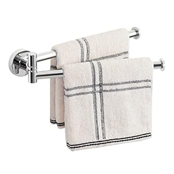 Foto di KES Portasciugamani da Parete Girevole Portasciugamani da Bagno Porta Asciugamani da Parete Montato a parete con 2 Barre 23 cm Acciaio inossidabile SUS304 Finitura Lucida, A2106S23