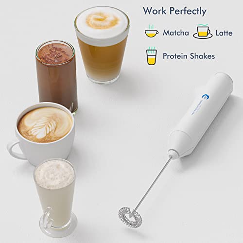 Powerful Milk Frother Handheld Foam Maker, Mini Whisk Drink Mixer for Coffee, Cappuccino, Latte, Matcha, Hot Chocolate, No Stand, White by New England Stories - Used condition - Image 4