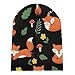 Fashion Beanie Hats with Adjustable Band Oversized Hat Cap Soft Touch Windproof Headwear Skull Cap for Skating Travel, Multifunctions Scarf Hat, Red Mushroom Green Leaves Flowers Floral Fox Black