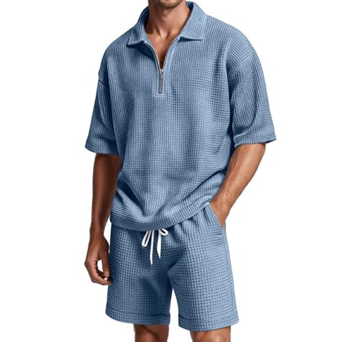 Ensemble polo et short gaufré pour homme deux pièces décontractées