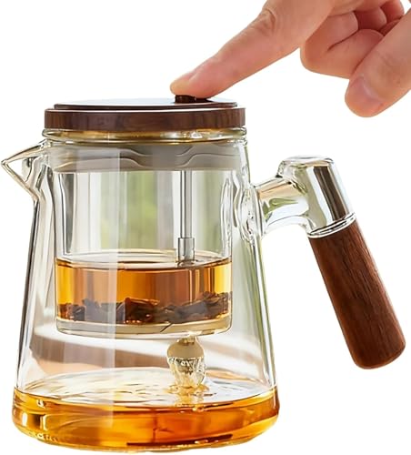 Last Page Glass Teapot With Infuser Travel Mug 650ml/22oz Portable Loose Infuser Button Press to Filter the Tea-Soup Tea Tumbler For Outdoor and at Home