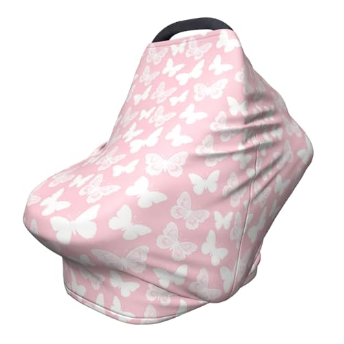 Butterfly Baby Car Seat Canopy Cover Baby Stuff, Nursing Breastfeeding Covers Infant Carseat Cover for Boys and Girls Newborn Shower Gifts