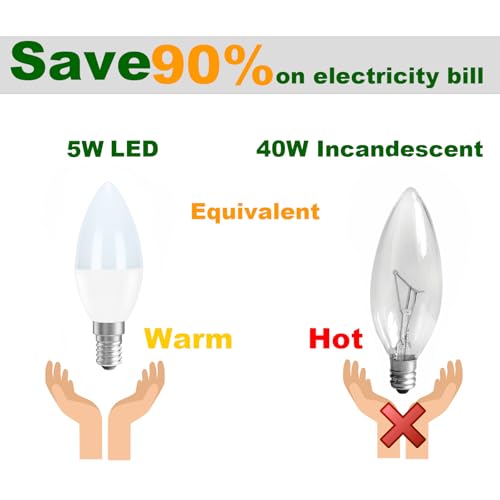PureShine SES E14 Led Light Bulb Cool White, Small Edison Screw,40W Equivalent,5 Watt 470LM,6000K, Energy Saving Lightbulbs, Pack of 6 - Image 2