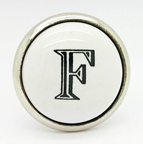 G Decor Letter White Monograms Ceramic Door Knobs (F)