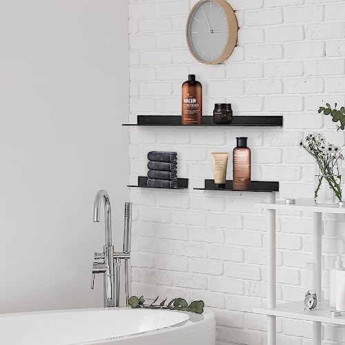 Z Metnal Small Floating Shelves, Mini Display Metal Shelf For Collection, Decor Lack Wall Shelf, Utility Shelves,Aluminum, Wall Mounted, Matt Black, 8 Inch, 2 Pack #TOP1