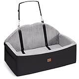 EASYSOAR Dog Car Seat, Pet Car Seat for Large Dogs Under 55 lbs or 2 Small Dogs Up to 20 lbs, Detachable Dog Booster with Two Safety Belts, Versatile Pet Sofa Travel Bed