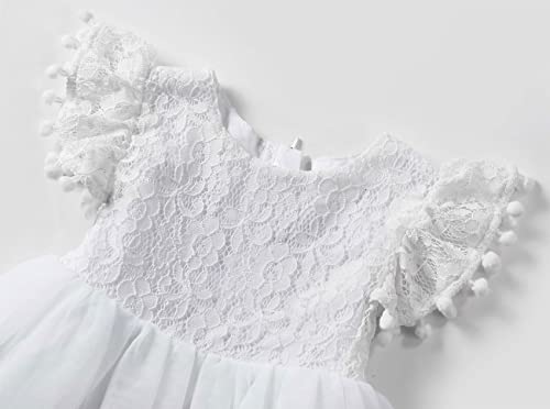 Baby Girl Tulle Dress,Toddler Flower Girl Dresses For Wedding A-Line Princess Lace Tutu Dress Flutter Sleeve With Headband #TOP5