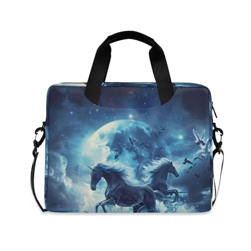 Maletín portátil con diseño unicornio y luna 13-15.6 pulg