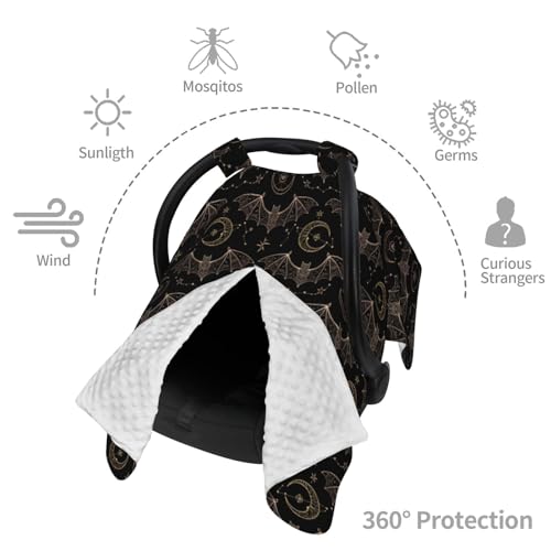 Image of Night Bat Moon Baby Car Seat Canopy Nursing Cover for Newborn Car Seat Breastfeeding Covers Blanket Newborn Shower Gift