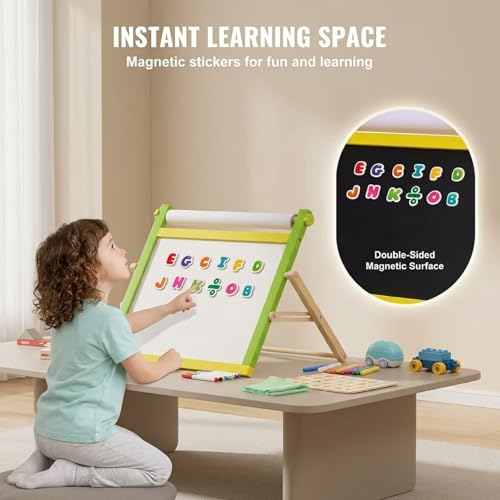 Tableau à craie pour enfants avec chevalet de table double face