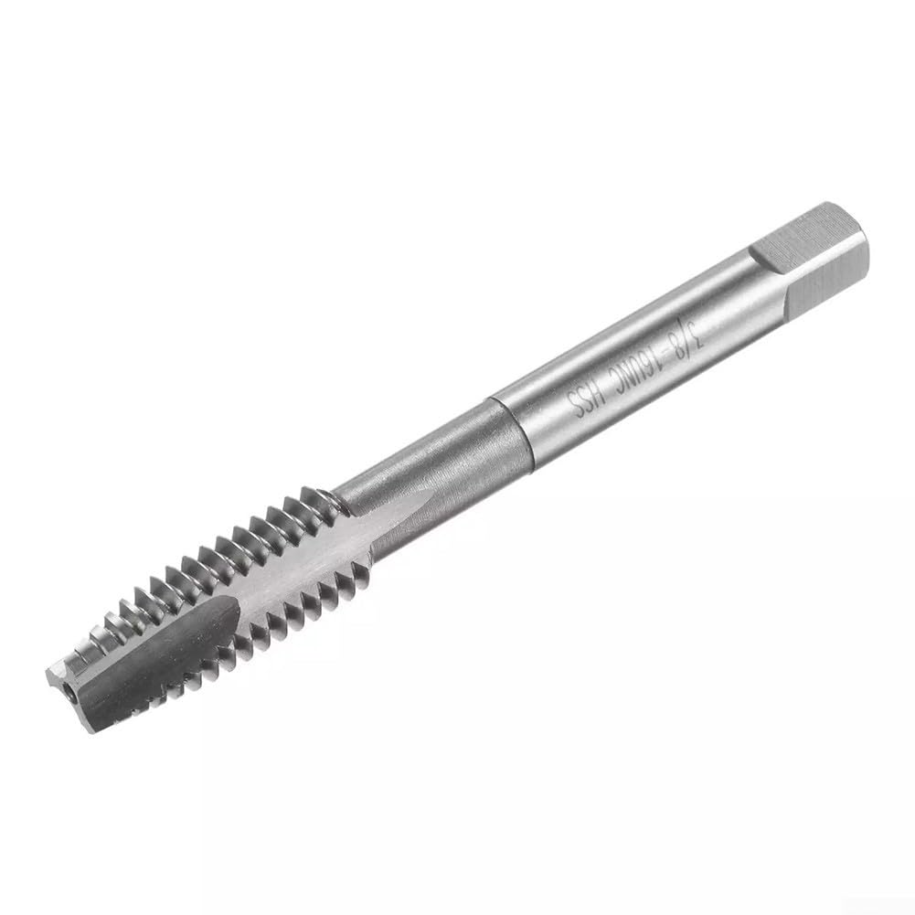 Maschio filettato a spirale 3/8-16 UNC, acciaio ad alta velocità (per HSS) non rivestito con 3 scanalature per maschiatura a foro passante in acciaio inossidabile, alluminio e lieve