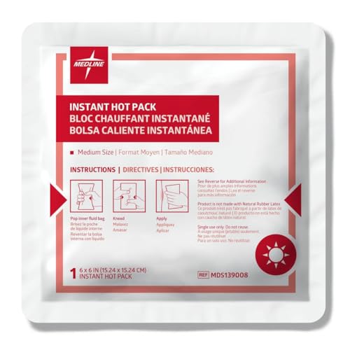 medline instant hot pack, 6 in. x 6 in., case of 24