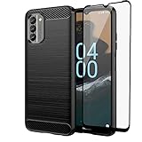 KZOSJIAA for Nokia G400 5G 2022 Phone Case with Screen Protector, Full-Body Soft TPU Bumper Shockproof Silicone Protective Phone Cover for Nokia G400 5G (Black)