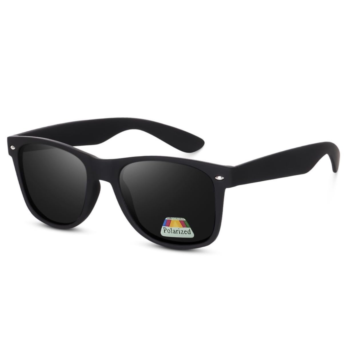 Polarized Wayfarer Sunglasses, Matte Black Frame, Dark Lenses For Men Women-image-9