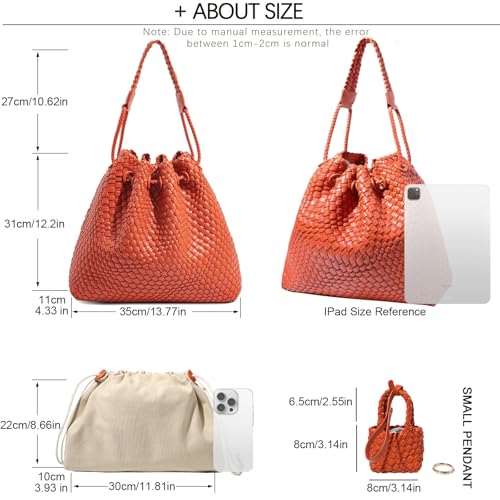 Bolso tejido JINMANXUE para mujer, hobo playero ligero miniatura 4