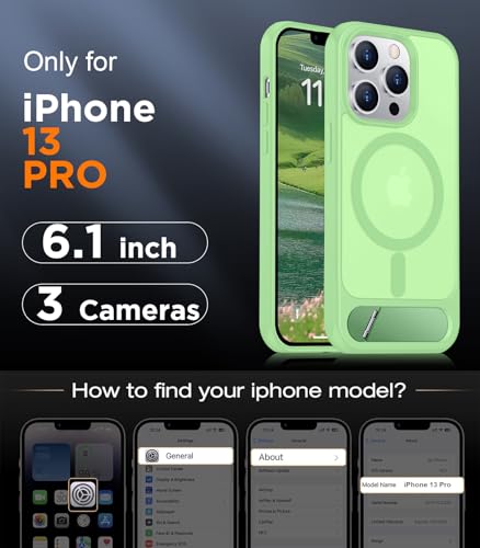 Image of Magnetic Compatible with iPhone 13 Pro Case, [Built-in Invisible Kickstand][Compatible with MagSafe][Military Grade Shockproof] Slim Translucent Matte Phone Case for iPhone 13 Pro 6.1 inch