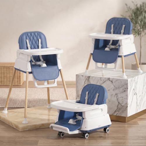 Image of StarAndDaisy 7-in-1 High Chair for Baby, Baby Feeding Chair for 0 to 5 Years, Convertible Booster, Push & Ride-On Baby Chair and 3-Level Adjustable Seat, Double-Layer Tray & Wheels