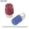 R12 to R134A AC Retrofit Fitting Adapter Kit, R12 R22 to R134A High/Low Fitting Port Retrofit 1/4’’ to 7/16"-20 UNF Conversion Adapter for AC Air Conditioner Refrigerant #1