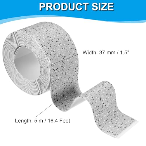Image of PATIKIL Caulk Tape 1.5 inch x 16 Ft, Self Adhesive Sealing Tape Waterproof Toilet Tub Caulk Sealant Strip Sealing Trim for Kitchen Bathroom Toilet Bathtub Sink Countertop, Deep Grey