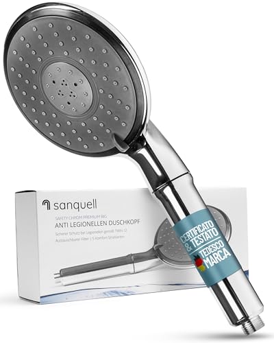 Filtro antilegionella per doccia Premium, protezione certificata a lungo termine, elegante e discreto (15 cm, incluso il filtro per la legionella)