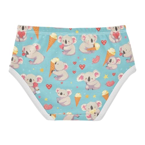 Wusikd Koala Bear Ice Cream Girls' Underwear Cotton Heartsstars Girls Briefs Soft Toddler Underwear 2T2