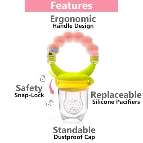Image of Wishkey Food Nibbler teethers for 6 to 12 Months Baby Fruit Feeder BPA Free Silicone Nibbler Anti-Choking Baby Feeding Teether Fruit & Vegetable Feeder for Infants & Toddlers Multicolor