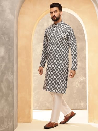 Sojanya (Since 1958 Men'S Cotton Rayon Embroidered Sequinned Only Long Kurta3